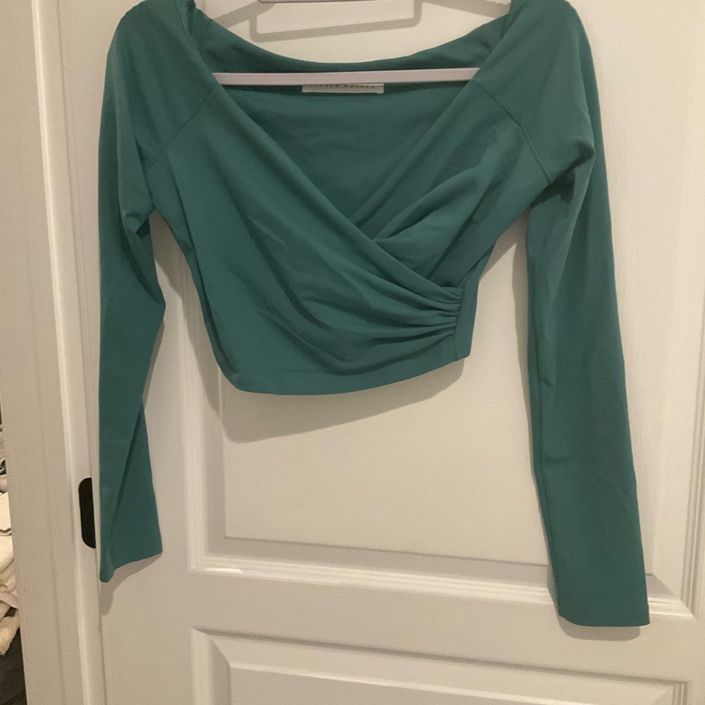 Teal Long Sleeve Wrap Top